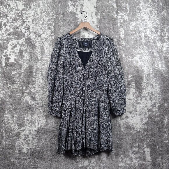 Maeve Dress Small Womens Black & White Shift Leopard Print Faux Wrap - Picture 1 of 9